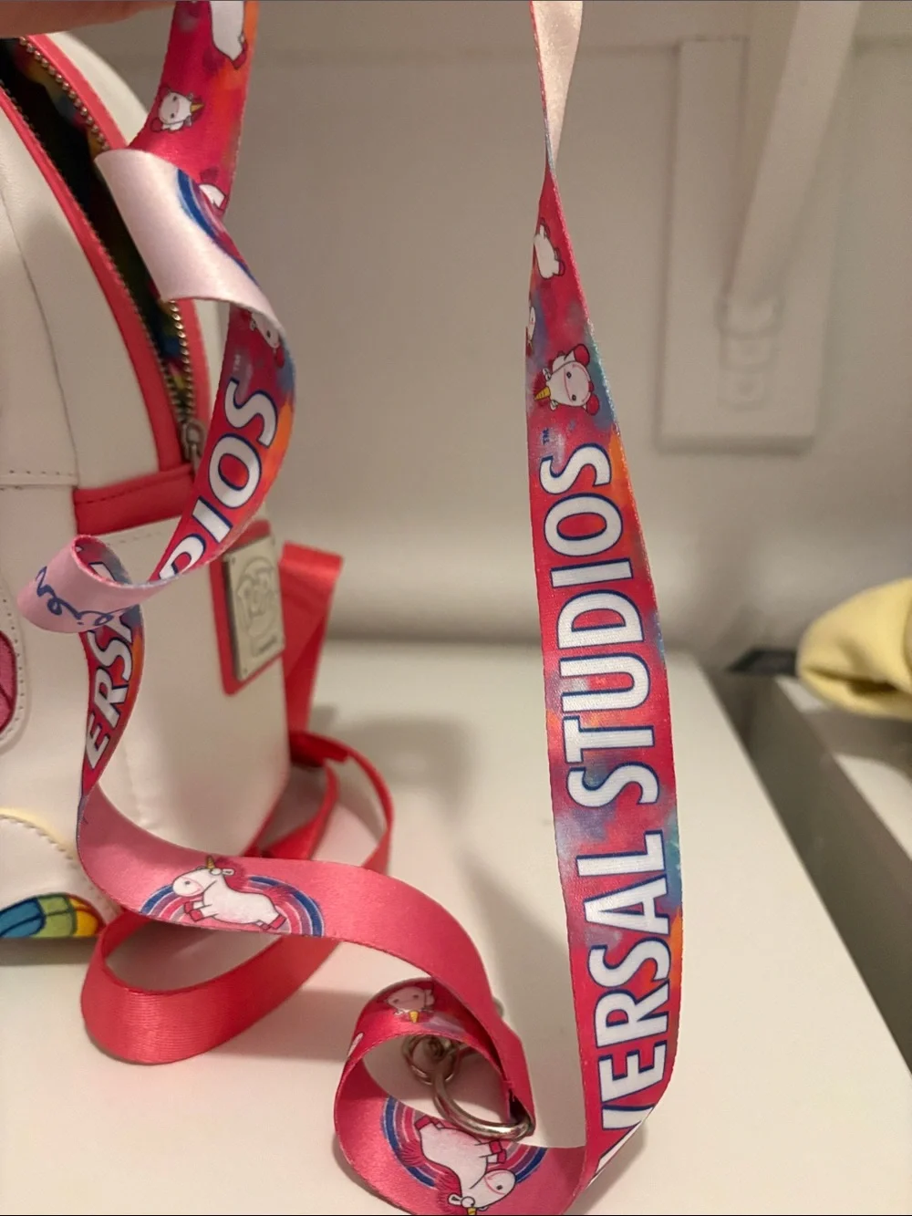 Loungefly Minion Unicorn Mini Backpack+ unicorn keychain and unicorn lanyard